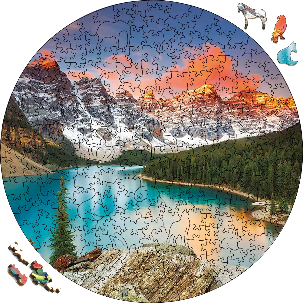 Puzzles 3D Moraine Lake Wooden Jigsaw Puzzle Funny Toys For Boys And Adults Wood Puzzle Board Games For Children Birthday Gift