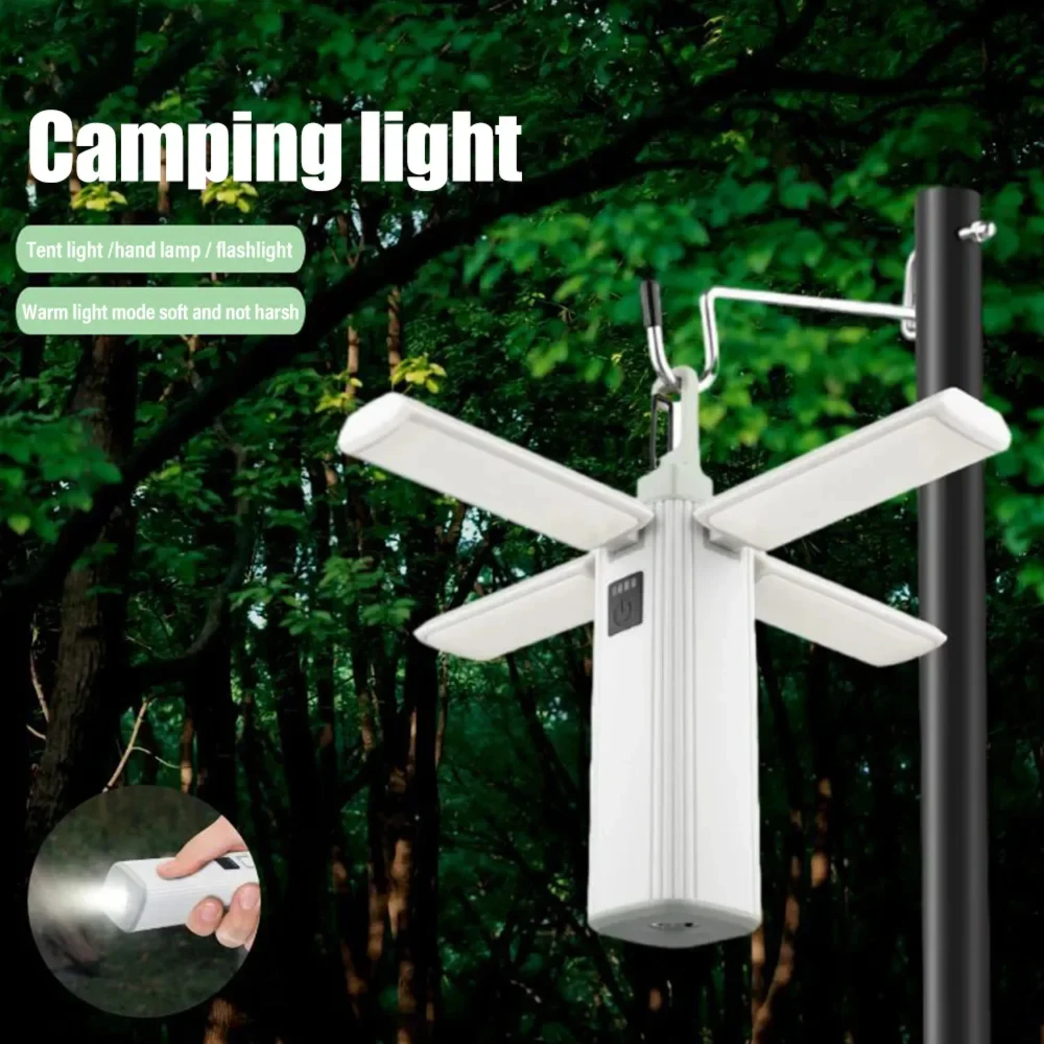 Portable Foldable Camping Light with Rechargeable Battery - Versatile USB-Powered Tent Lamp and Flashlight for Outdoor Adventure