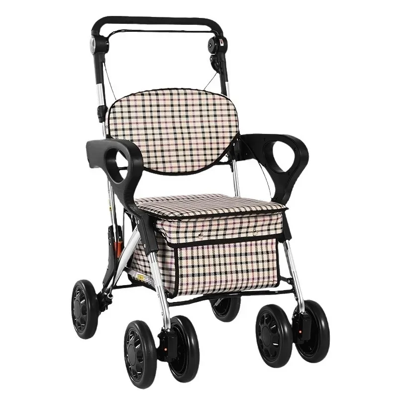 Lightweight four-wheeled driving elderly scooter, lightweight folding and seating