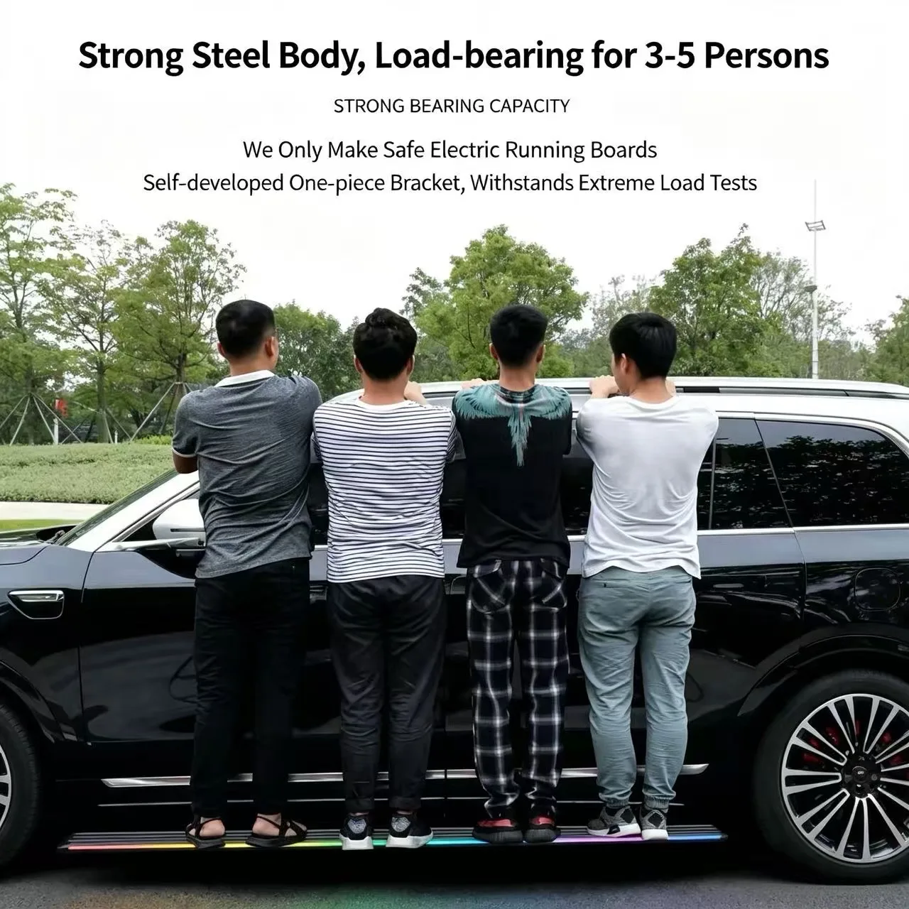 Electric Retractable Running Boards Side Steps for Ford Ranger Anti Pinch LED Light Aluminum Alloy Pickup Truck Modification
