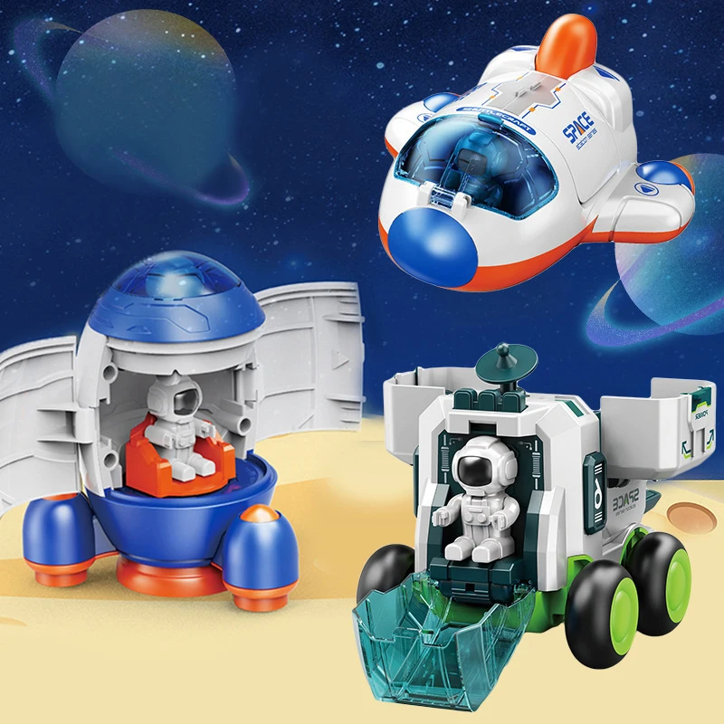 Inertia Car Space Plastic Model Cars Children\'s Toys Deformation Space Toy Rocket Spacecraft Space Exploration Car Gift For Boys