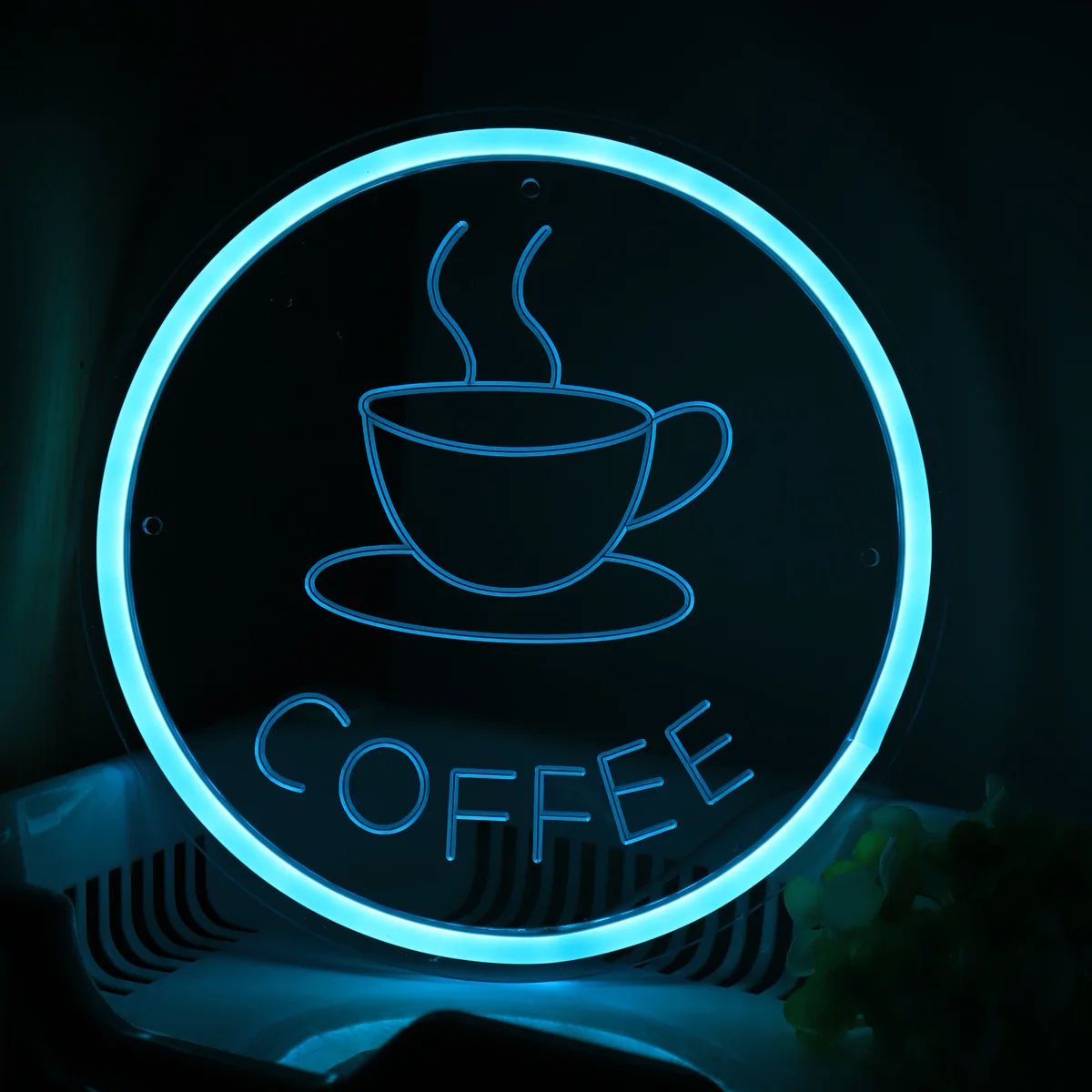 1PC Coffee Cup With Circle LED Wall Neon Light For Party Room Pub Club Milk Tea Coffee Shop Wall Decoration Gifts 9.45\'\'*9.45\'\'