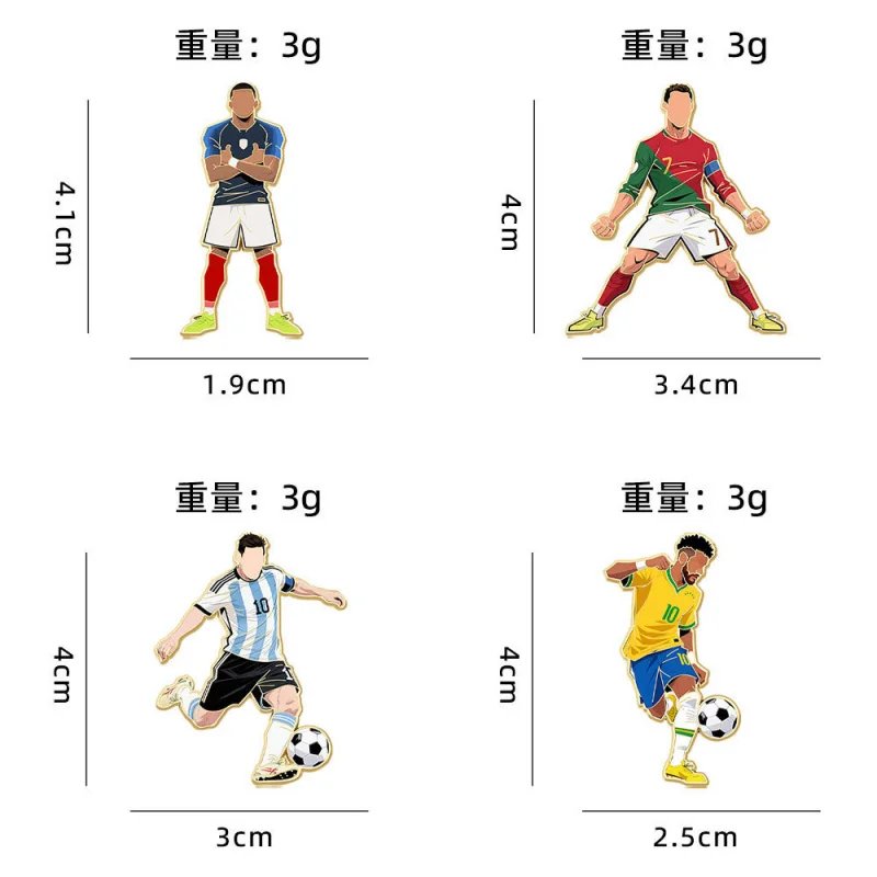 1-4pcs Football Enamel Pin Set Cool Star Professional Athletes Lapel Brooches Backpack Badge Party Jewelry Gift for Fans