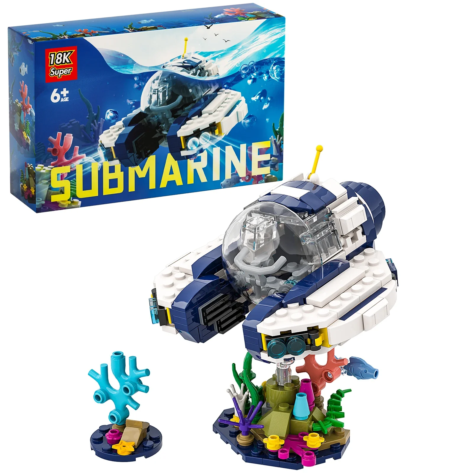 MOC Subnauticas Building Block Game Deep-sea Submarine The Aurora Transport Ship Model Cyclops Submarine Bricks Toy Kids Gift