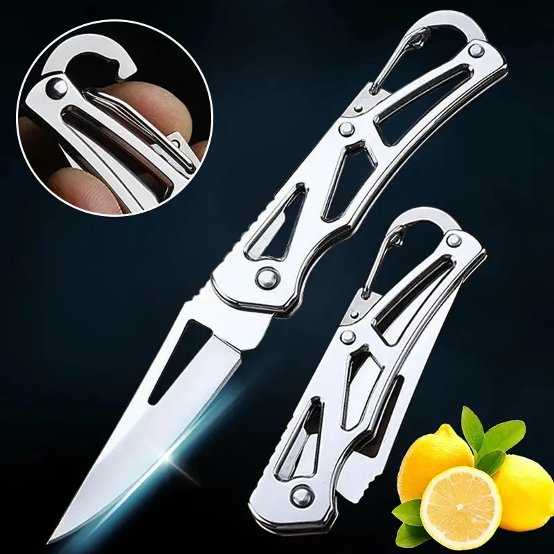 Folding Fruit Knife, Stainless Steel Outdoor Knife with Non-slip Handle for Kitchen Accessories Pocket Knife