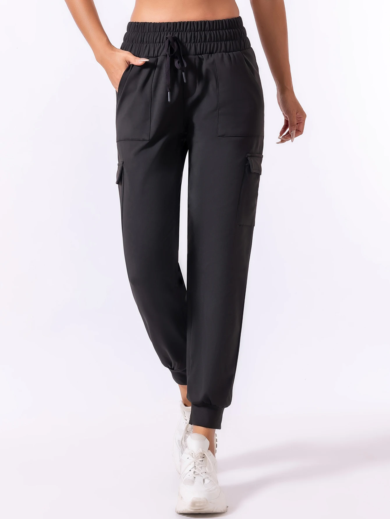 Loose high-waisted fitness yoga pants elastic quick-drying sweat-absorbing and breathable sports and running training long pan