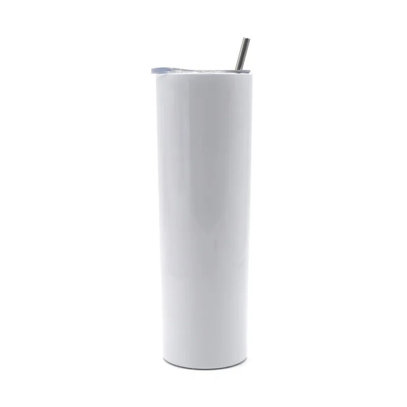 Personalized Sublimation  Blank White Tumbler Bottle With Lid and Straw 20OZ Stainless Steel Insulated  for Custom Logo