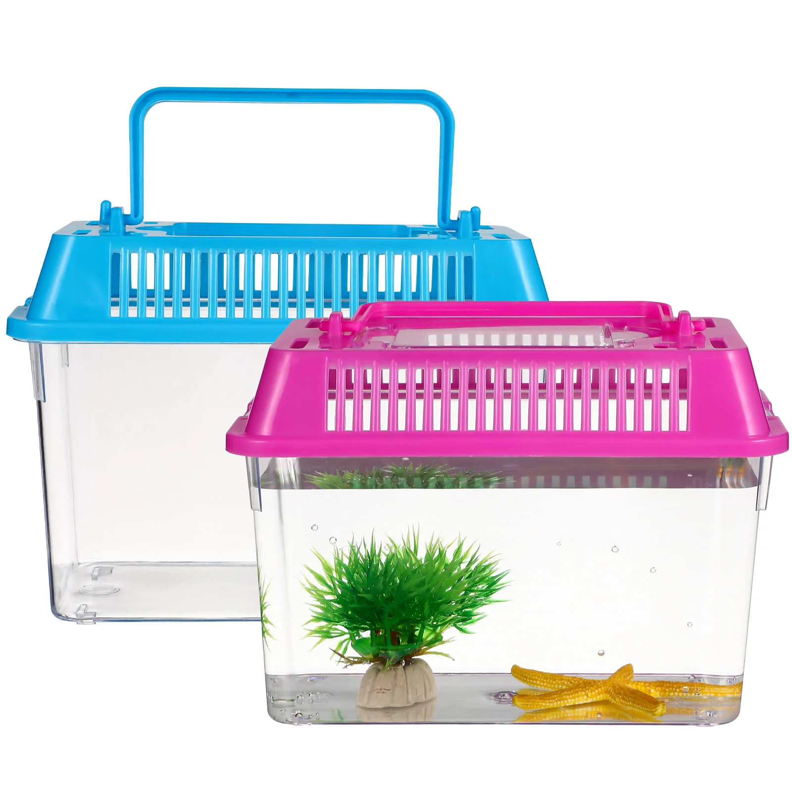 

4 Pcs Mini Portable Fish Tank Travel Container Small Snake Kids Pet Beach Toys Reptile Tortoise Aquarium Baby