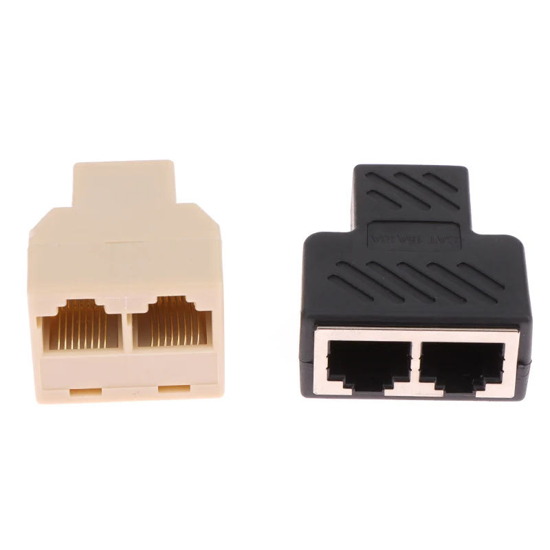 Cabo Ethernet Rede Splitter, Conector RJ45 8Pin, 1 a 2 Way Acoplador LAN, Cat5 Cate6 Interface, Adaptador Extensor
