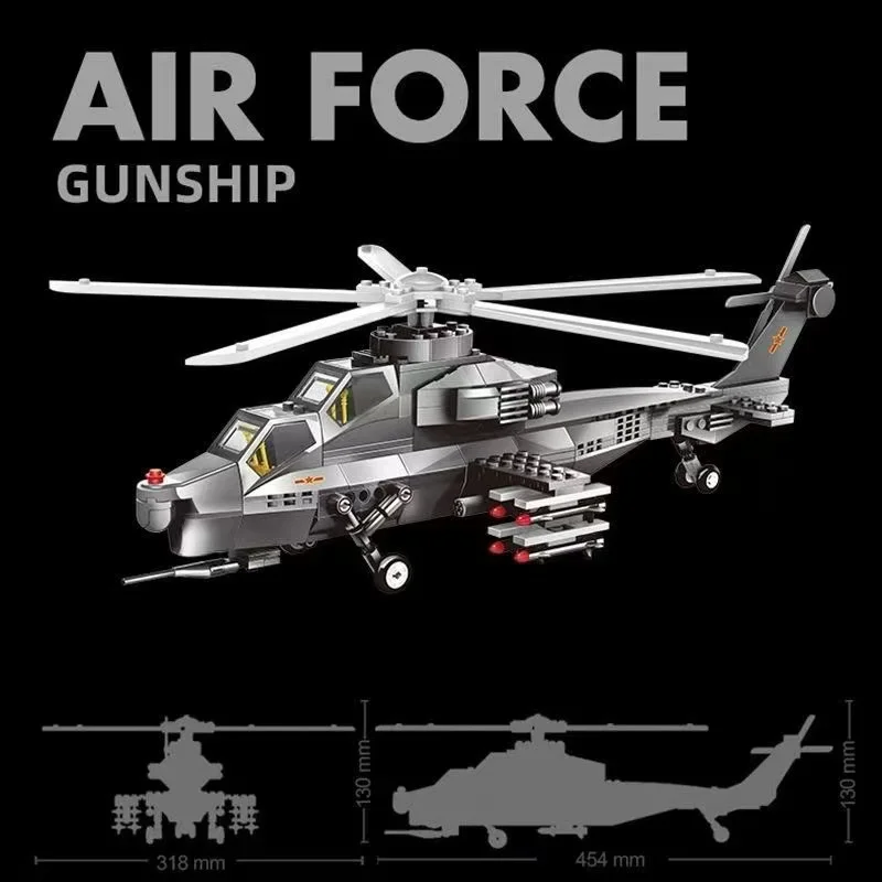 Wangge Military Armed Apache Helicopter Model Building Kit Educational Assembly Toy for Kids Gift 4002
