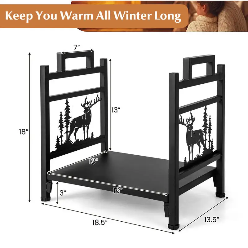 18.5 Inch Metal Firewood Rack with Dual Handles