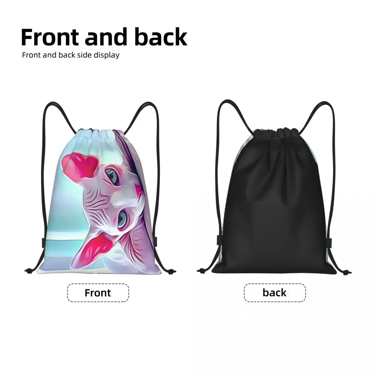 Custom Funny Meme Sphynx Cat Drawstring Bags Men Women Lightweight Kitten Owner Gift Sports Gym Storage Backpack