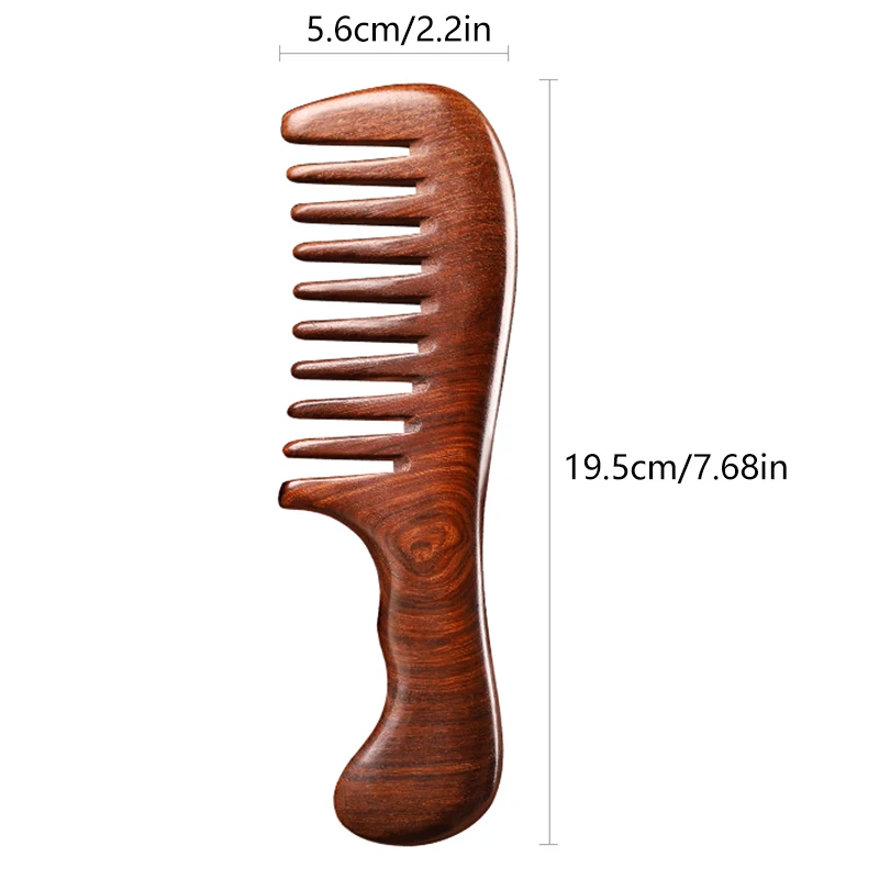 Natural Sandalwood Combs Solid Wood Carving Comb Anti-Static Beard Comb Handicraft Hair Styling Wide Tooth and Narrow Tooth Gift