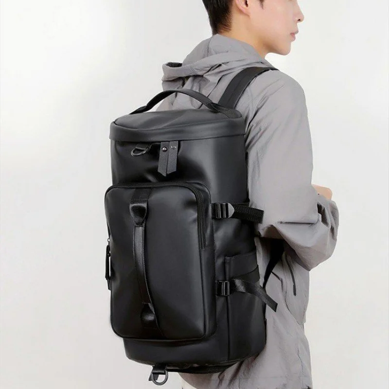 

Дорожный рюкзак из искусственной кожи для мужчин, водонепроницаемая мужская походная сумка большой вместимости с несколькими карманами, рюкзак для кемпинга и альпинизма