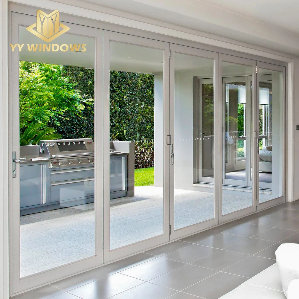 Custom Aluminum Hurricane Impact Double And Triple Panes Bi-folding Door With NFRC Certificates