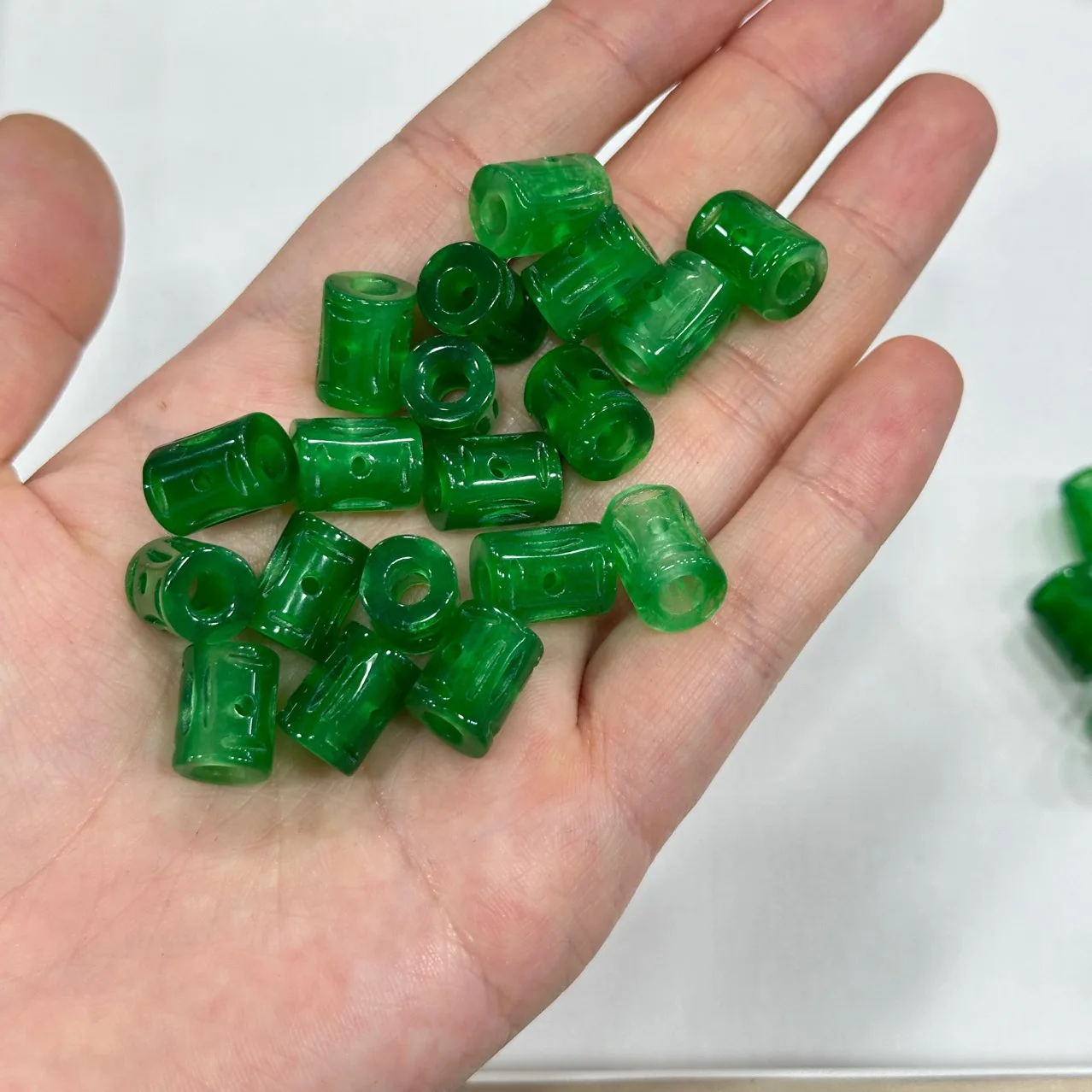 Malay jade hollow copper coin bucket beads DIY Wenwan Buddha beads jewelry accessories
