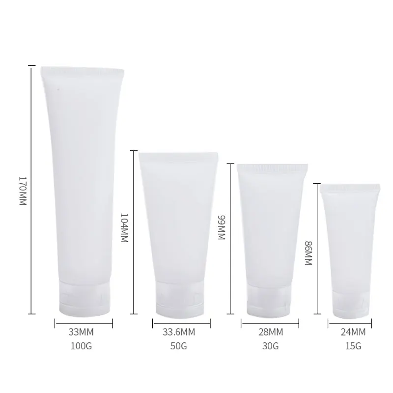 

15g 30g 50g 100g X 50 squeeze plastic bottle shampoo lotion tube packaging container natural frosted soft lotion cosmetics tube