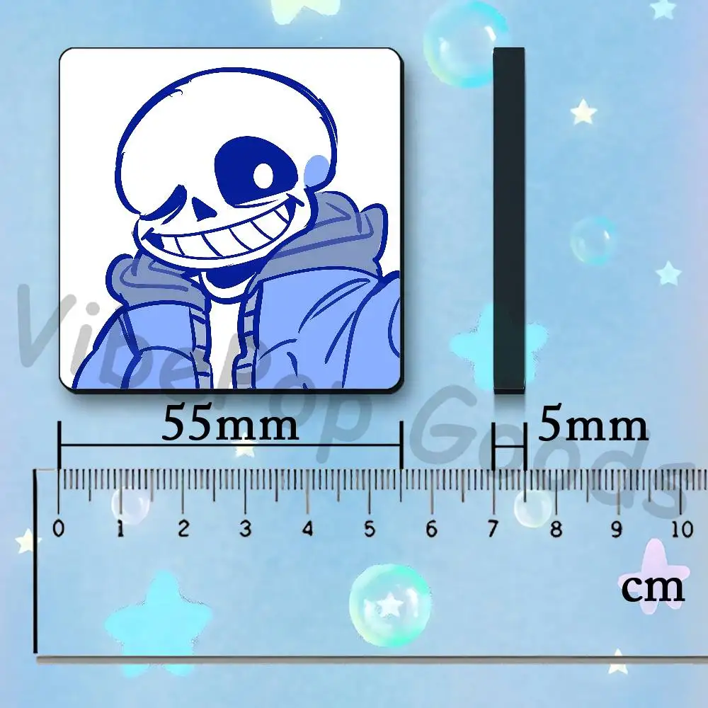 U-UndertaleS S-Sans Magnetic Refrigerator Sticker Smooth Clear Ink Print Metal Door Dorm Apartment Decor 55x55mm