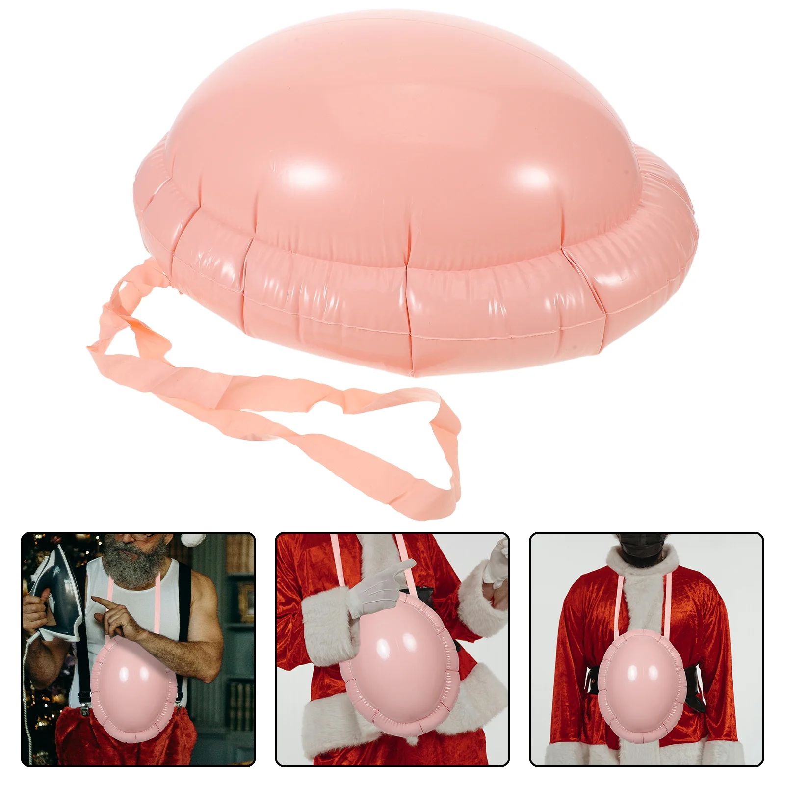 

3pcs Christmas Inflatable Santa Costume Fake Pregnant Cosplay Prop Realistic Holiday Party Dress Up Game Wearable Pvc Belly For