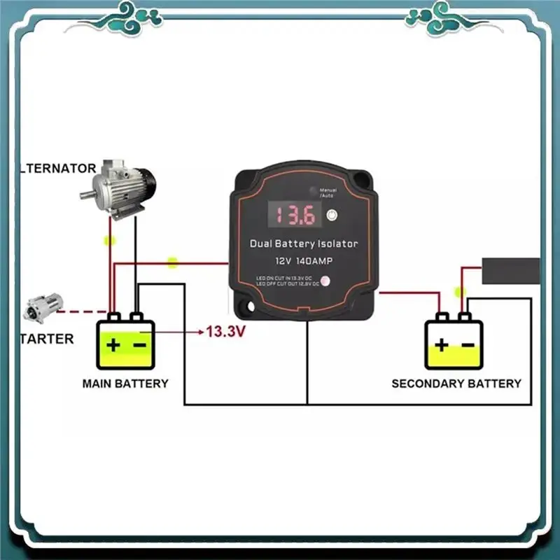 Car Digital Voltage Sensitive Relay VSR Split Charge System Battery Isolator 12V 140A For Campers Car RV Marine
