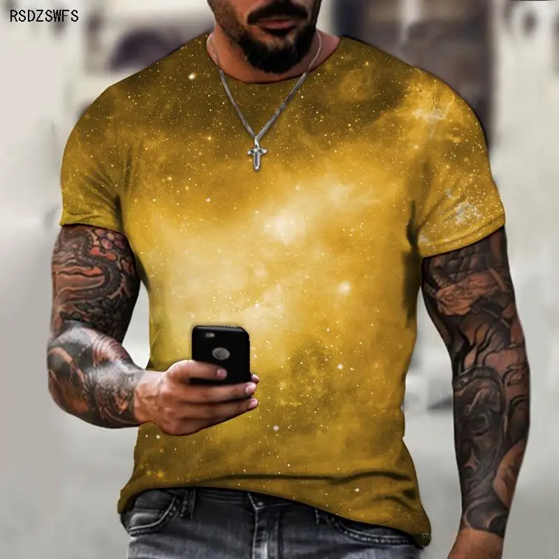 Jersey 2022 Summer Space Starry Sky Science Fiction Art Romantic 3D Printing Three-dimensional Men's and Women's T-shirts