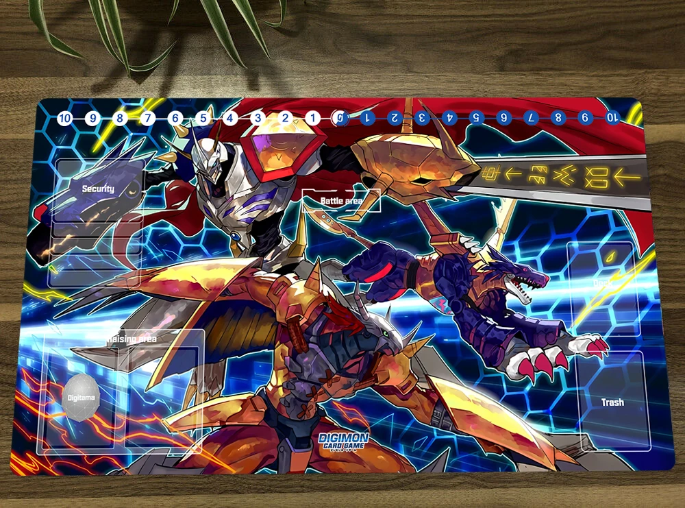 

Board Game Digimon Duel Playmat Omegamon Trading Card Game Mat DTCG CCG Mat Mouse Pad TCG Desk Table Play Mat Free Bag