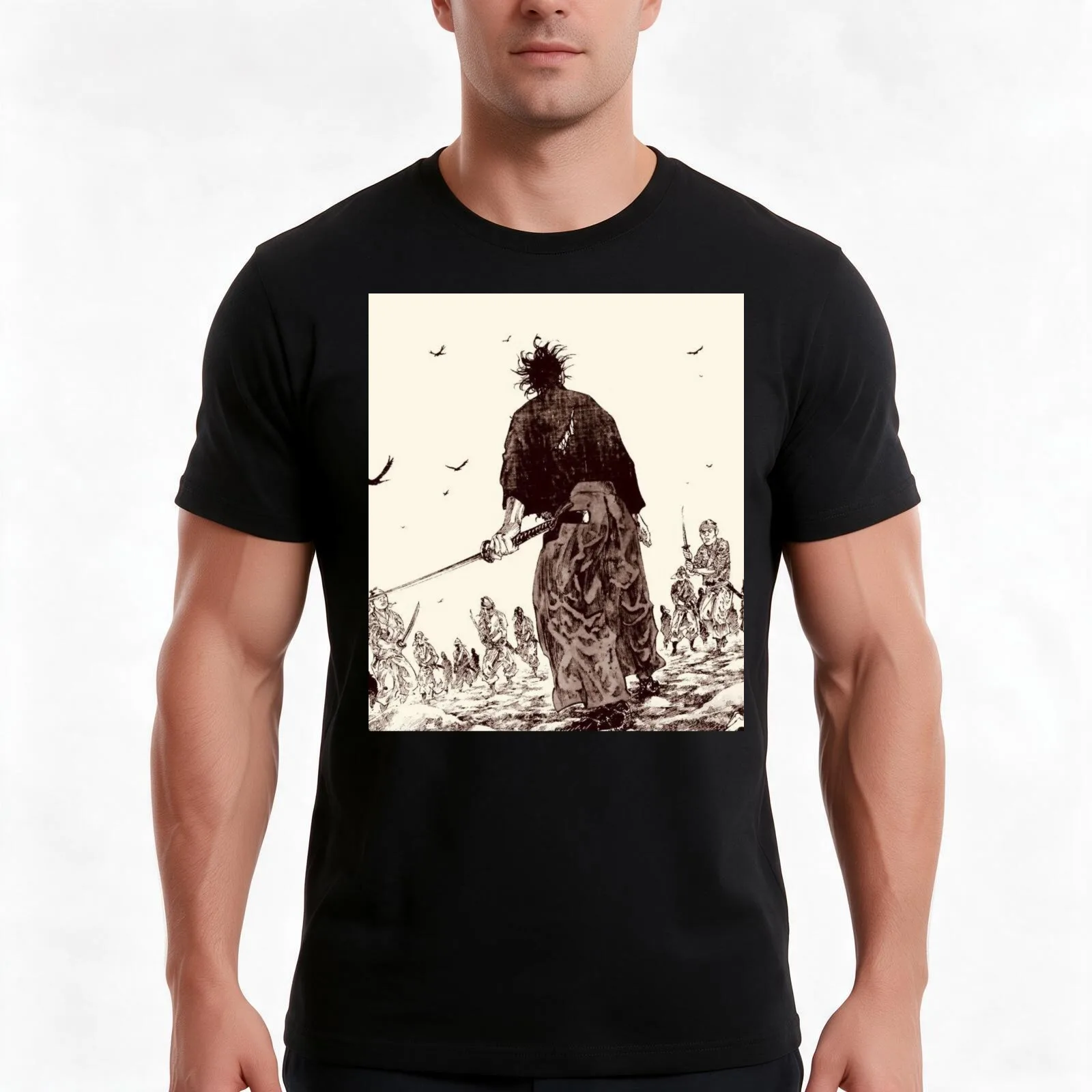 Vagabond - Samarai / Ronin Free For All T-Shirt, Summer Casual Cotton Tee, Oversized Streetwear Tops, Vintage Graphic Print