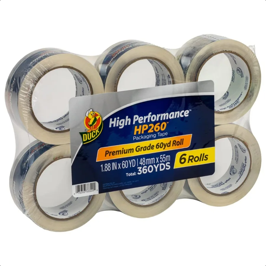 

Duck High Performance Clear Packing Tape Refills 6 Rolls of HP260 Strong Packaging Tape for Shipping Moving Mailing Storage Box