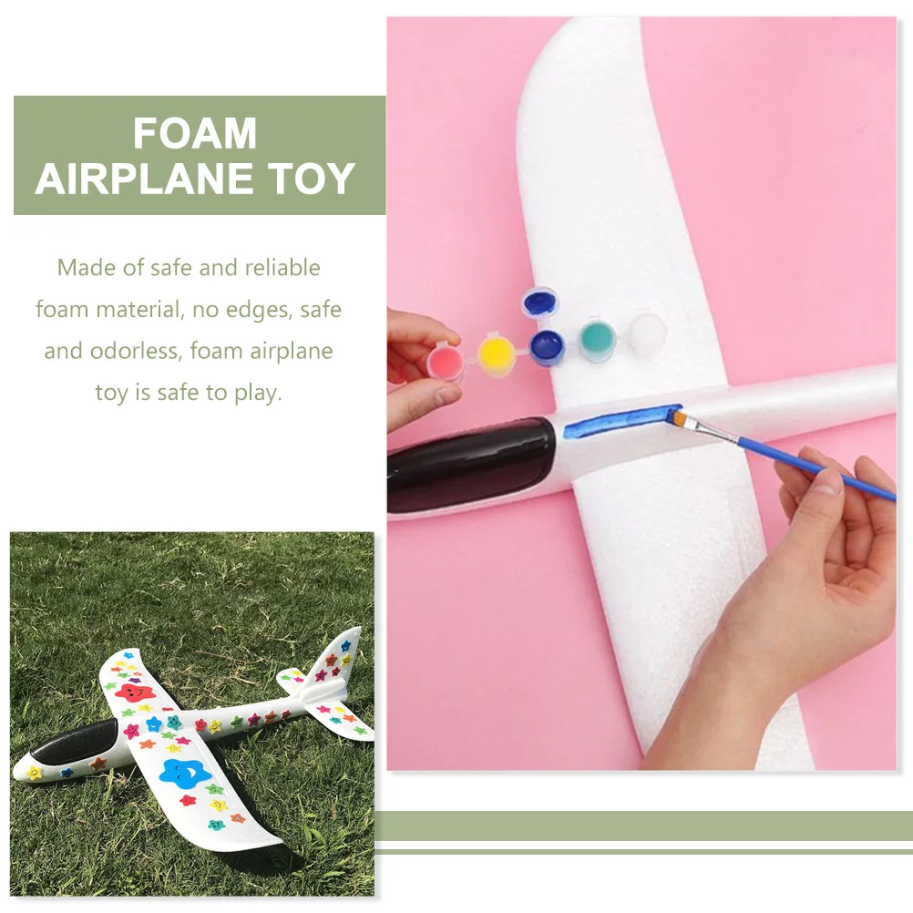 

2pcs Foam Hand Throwing Airplane Kids Glider For Boys Painting Crafts Outdoor Diy Plane Handicrafts Foam Aircraft Graffiti