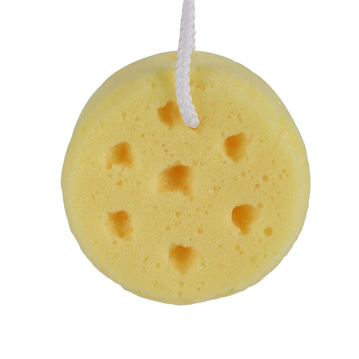 【Hot-Selling!】Yellow Round Bath Body Shower Soft Sponge w Hanging Loop