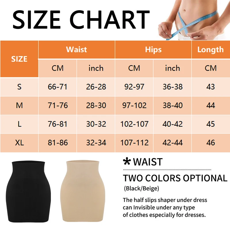 Half Slips with Thong Shaper Comfort Seamless Slip Shapewear Under Dress Tight Skirt Undergarments