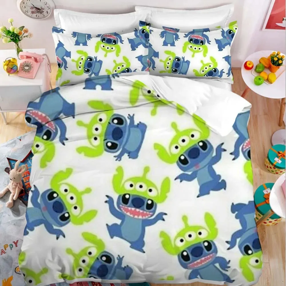 

Stitch Bedding Set Disney Stitch Quilt Cover Cartoon Printed Duvet Cover Set Pillowcase Home Decor for Kids Gifts