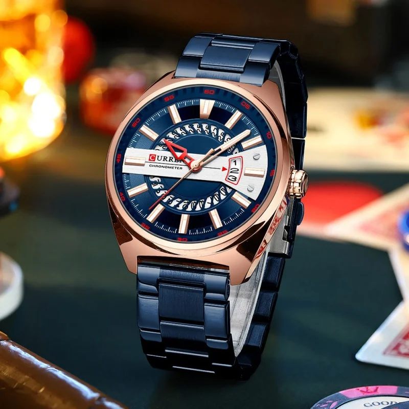 CURREN 8403 الموضة الكلاسيكية ساعة كوارتز رجالية مقاوم للماء التقويم الصلب حزام ساعة الأعمال كول ساعة يد رجالي reloj hombre