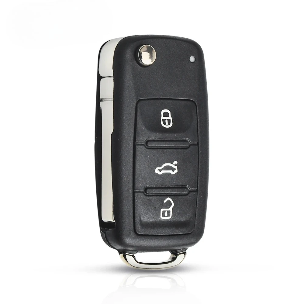 티구안 골프 사지타 폴로 MK6용 3버튼 플립 폴딩 키 쉘 (미가공 블레이드 포함)