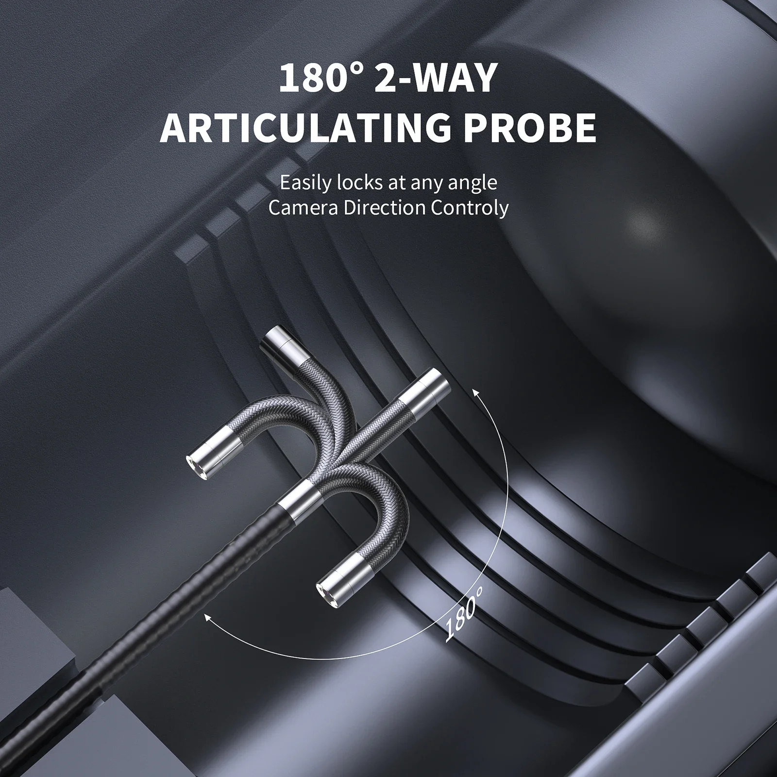 RALCAM اتجاهين 180 ° كاميرا المنظار الصناعي 8.5 ملم فحص الكاميرا بوريسكوب مفصلية مع حقيبة حمل #5