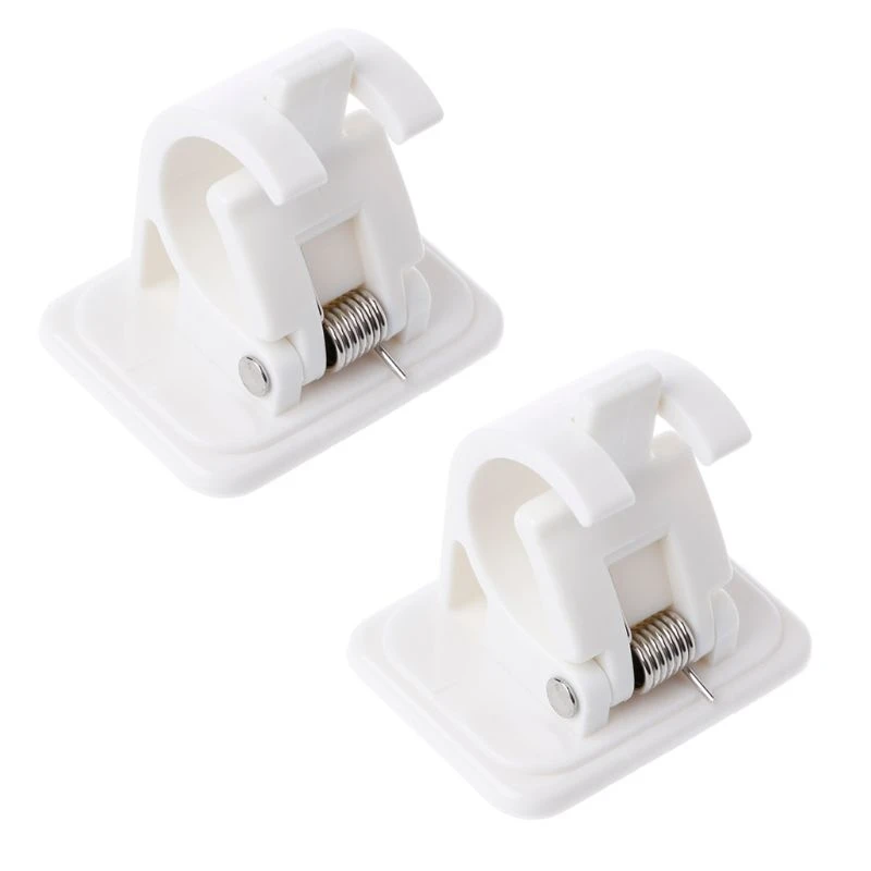 2Pcs Self Adhesive Curtain Rods White Hanger Crossbar Curtain Clips Wall Hooks New