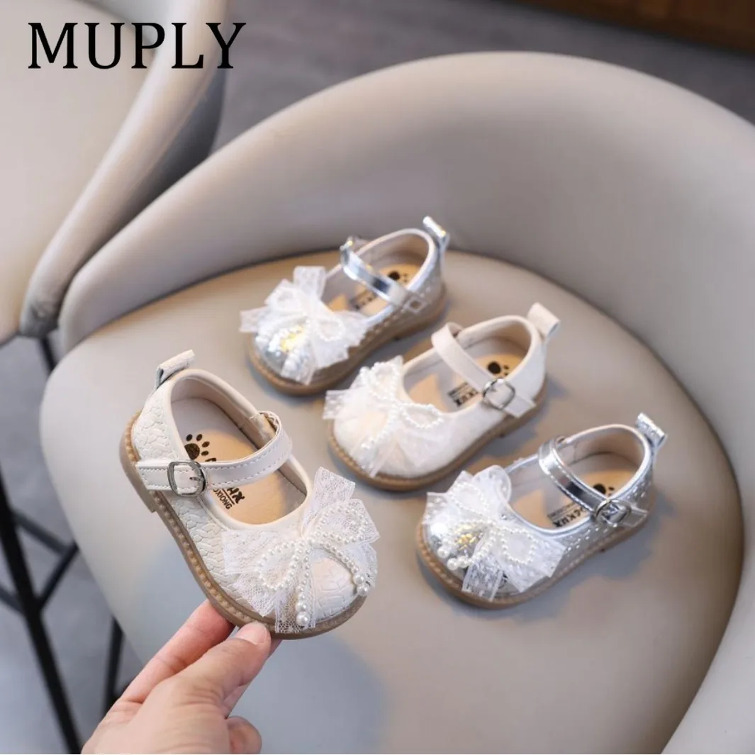 Spring Autumn Girls Causal Princess Shoes Elegant Bowknot Kids Leather Shoes Toddlers Fashion Children First Walker Flat Shoes
