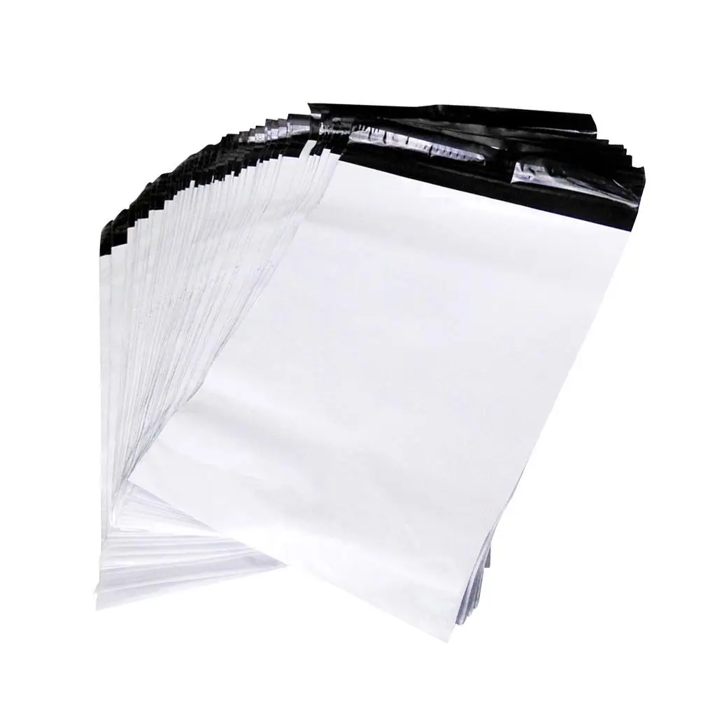 100Pcs Waterproof Express Delivery Packing Bags White Self Sealing Express Bags Plastic Packing Bag(White)