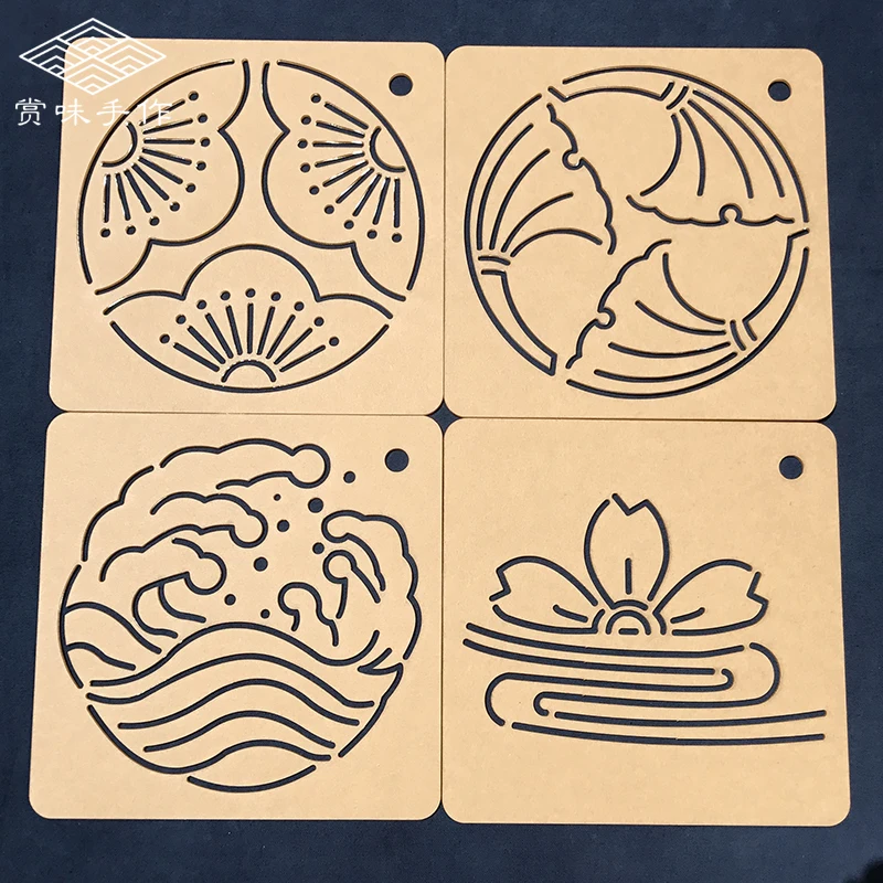 

Original Design 4 Pattern Drawing Embroidery Templates, Patchwork Quilting Pressing Thread Templates