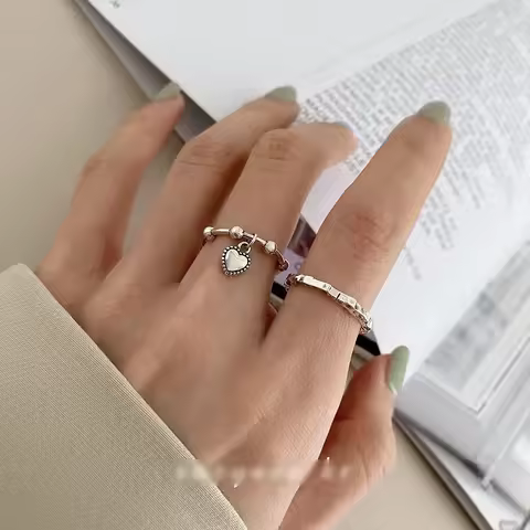 VIVILADY 925 Sterling Silver Irregularly Pleated Heart Opening Ring for Women Minimalist Fashion Fine Jewelry Drop Shipping