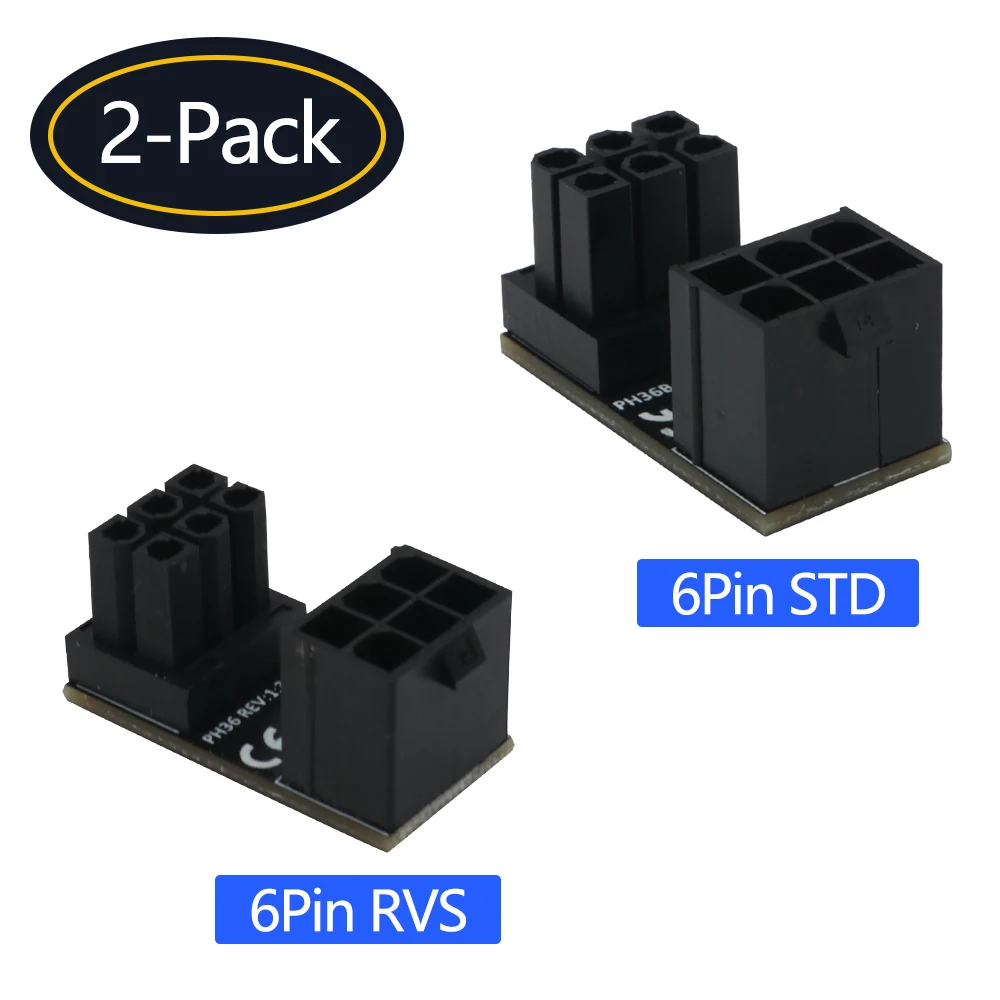 

2Pcs ATX 8-Pin/6-Pin Female to 8pin/6pin Male 180 Degree Angled Power Adapter for Desktop PC Computer Graphics Video Card