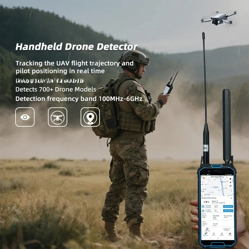 Handheld 3-5km UAV Detector 100MHz-6ghz Drone Signal Detector & Positioning for Fpv Autel UAV DJ-I