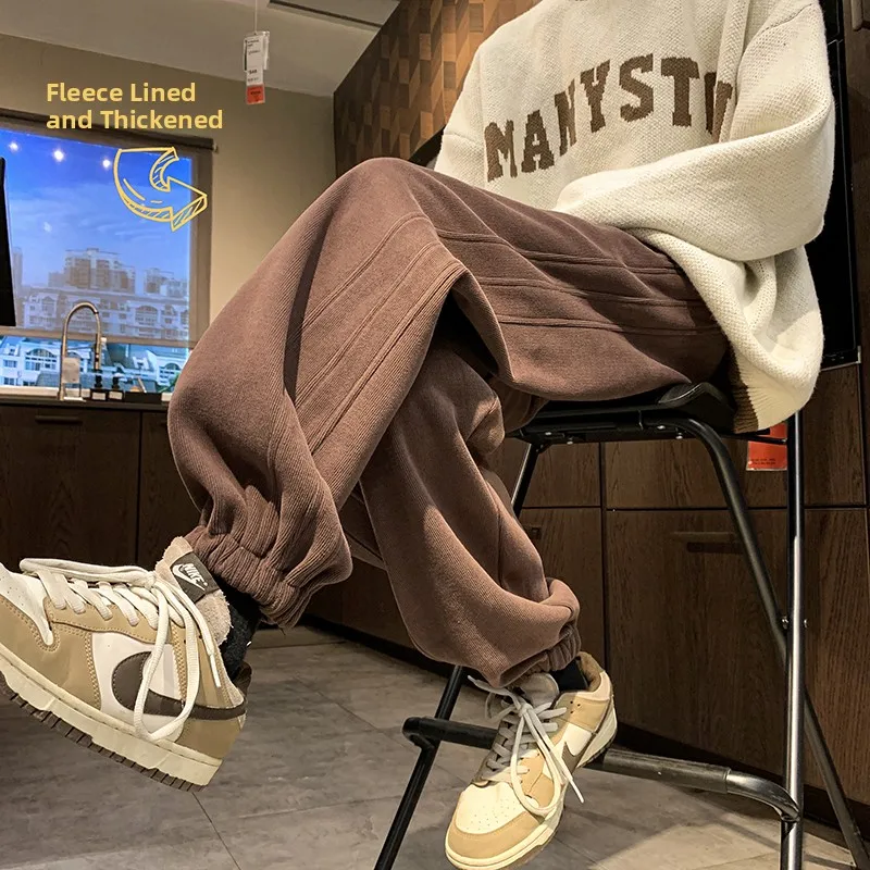 

Зимние спортивные брюки Cé Brown Thiened Fce в американском стиле, повседневные, свободного кроя, молодежные, модные, универсальные, для отдыха