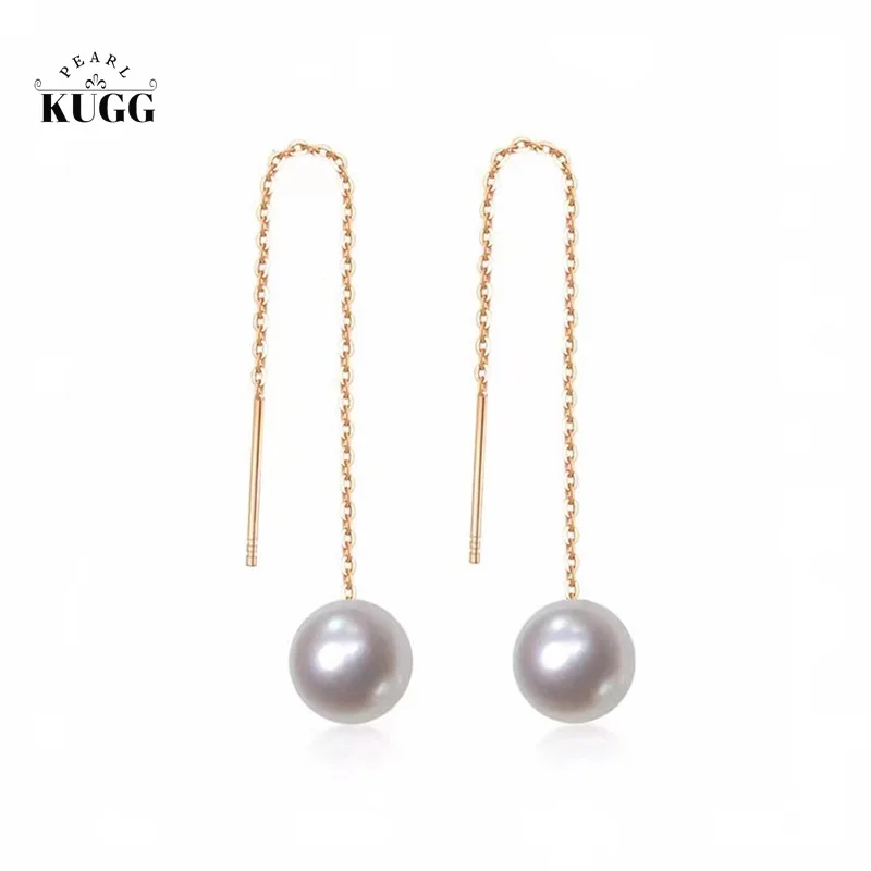 KUGG PEARL Earrings Fashion Dangle Design 8-8.5mm Natural Freshwater Pearl Earrings Drop Earrings for Women