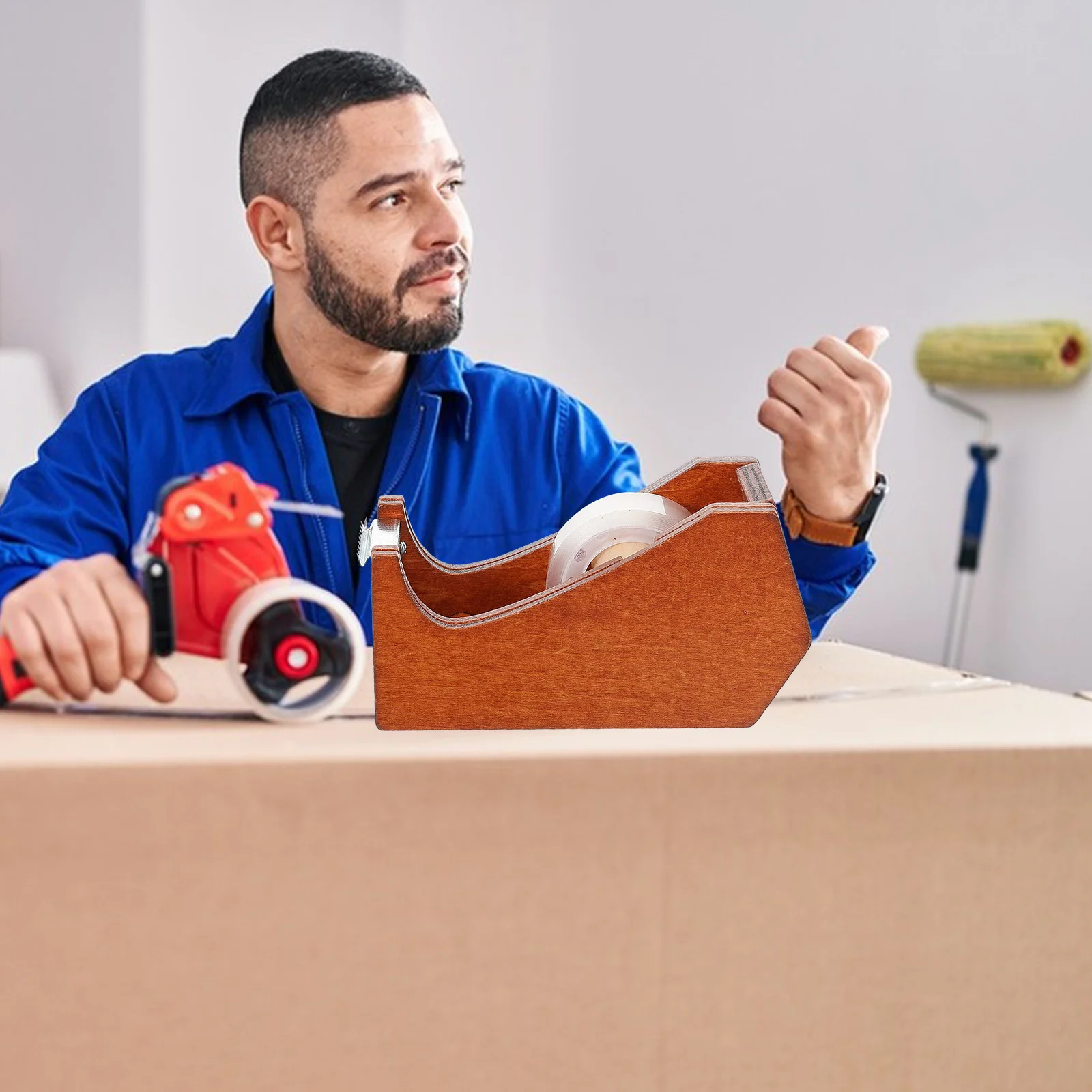 Exquisite Carved Animal Shape Wooden Tape Dispenser Functional Desktop Organizer for Tapes and Notes Office School Workspace