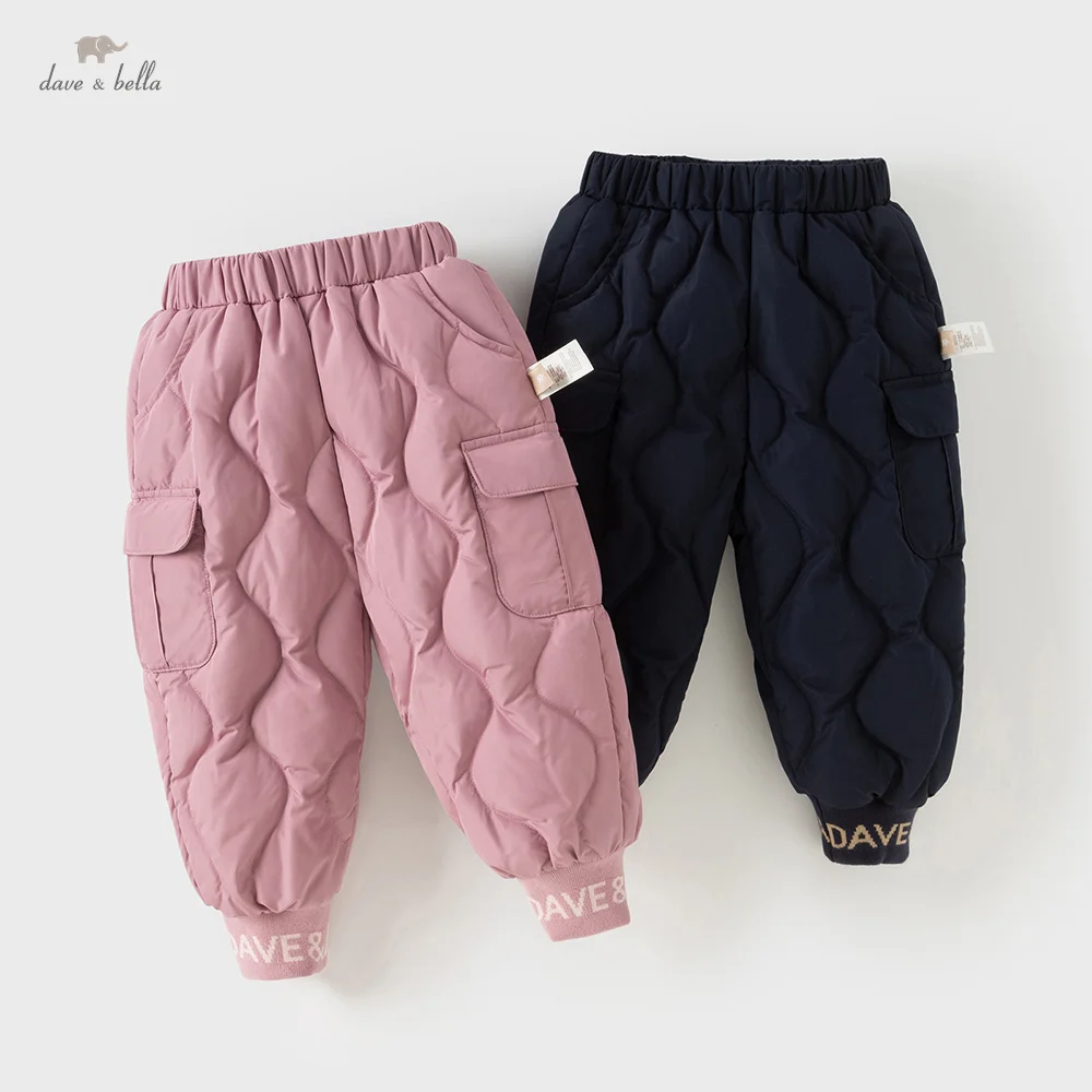 

Dave Bella Boys Girls Down Pants Autumn Winter White Duck Down Trousers Elastic Waist Plush Outerwear Children Clothes DB4254602