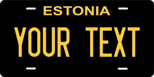 Estonia Black Yellow Cursive Custom License plates Auto Bike Motorcycle Aluminum