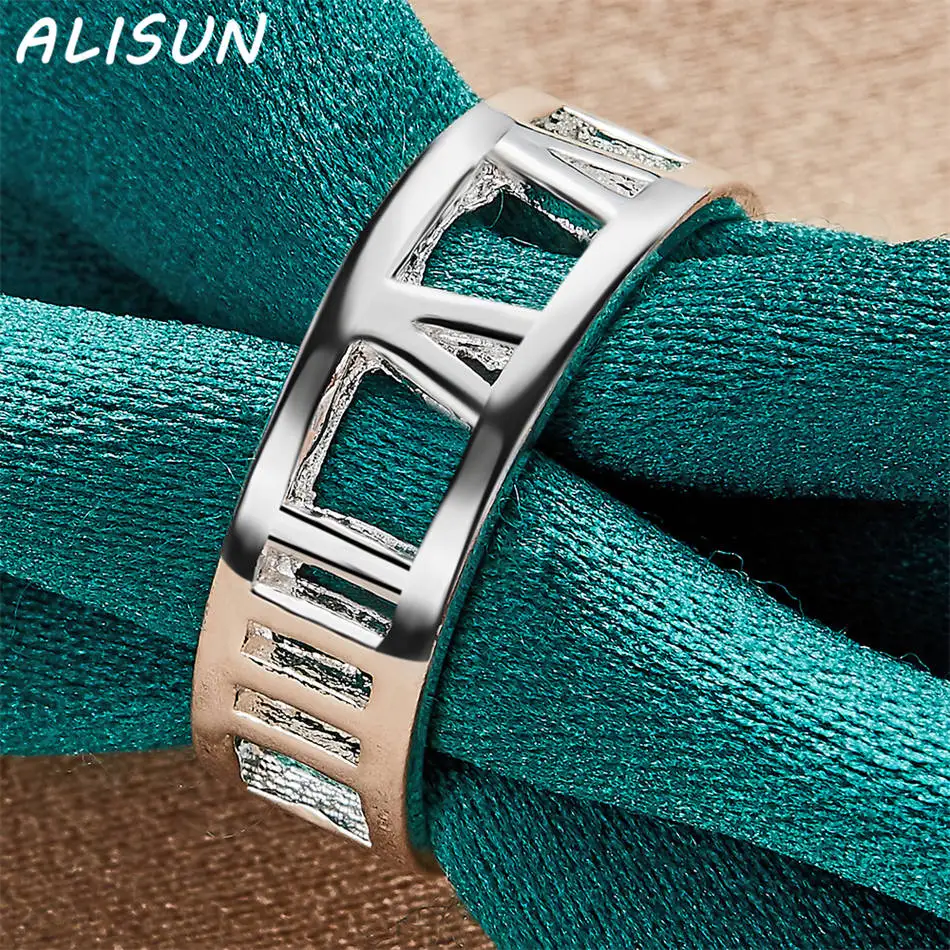 ALISUN 925 فضة الأرقام الرومانية الدائري للنساء الرجال مجوهرات الأزياء خمر نعمة سحر نوبل هدايا عيد ميلاد الحزب