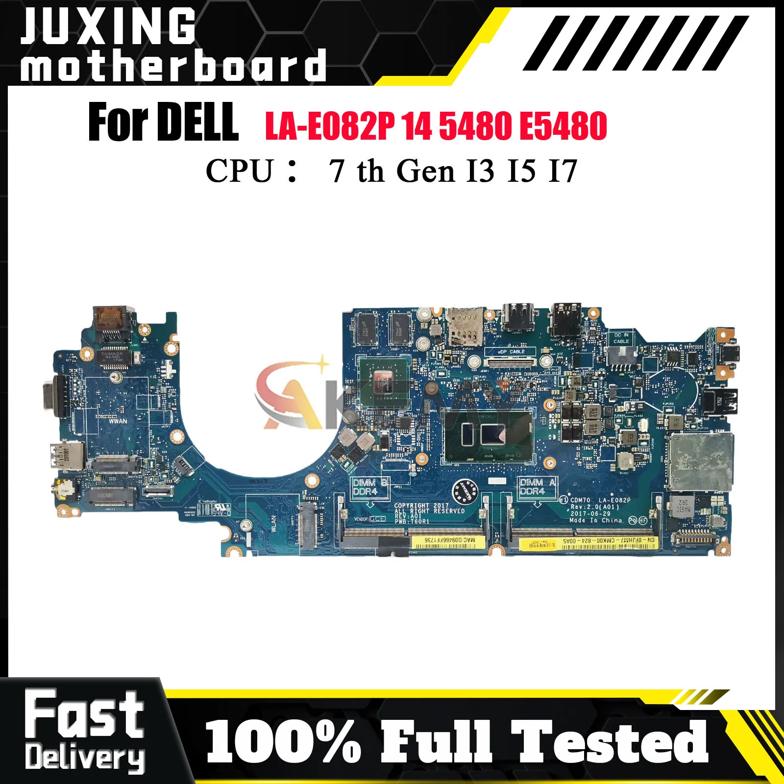 

Replacement LA-E082P Mainboard for DELL Latitude E5480 5480 Notebook, With i5 i7-6th/7th Gen CPU V2G CN-0YYRGW 100% Fully Tested