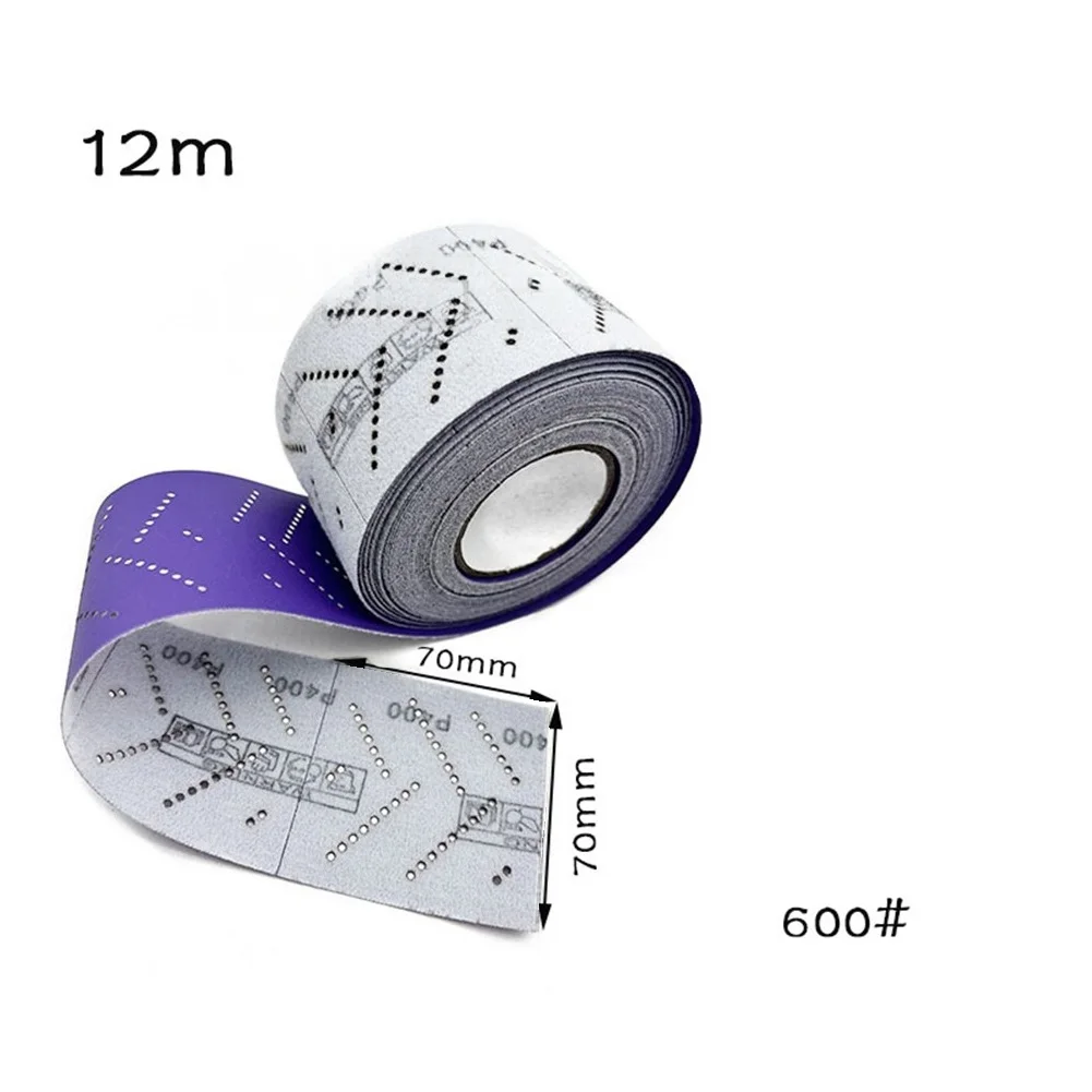 

1PCS 12m Purple Sandpaper Roll 80/120/180/240/320/400/600 Grit Hand-planed Sandpaper Hook Sandpaper Multi-Hole Abrasive Roll